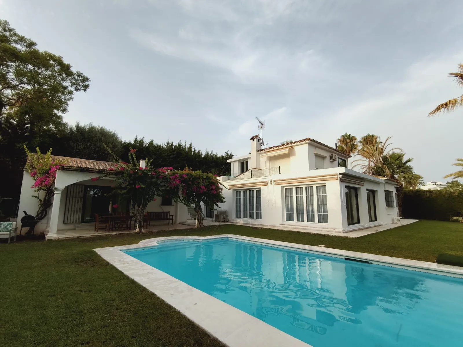 Villa Santorini  — exterior view, Marbella Golden Mile.
